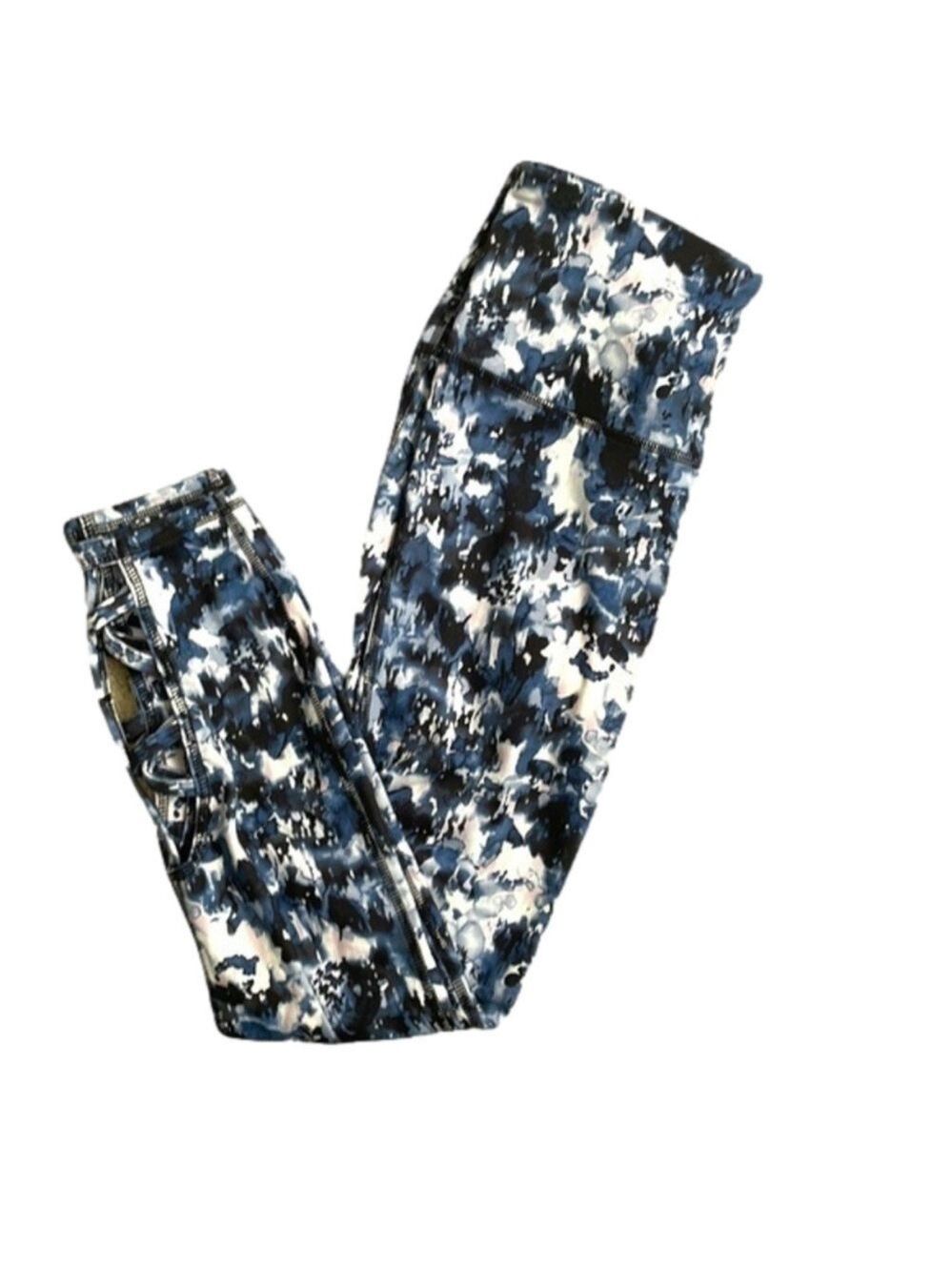 GAIAM High Rise Active Leggings XS Blue | Lattice Cutout Yoga Workout Pants - Picture 12 of 13